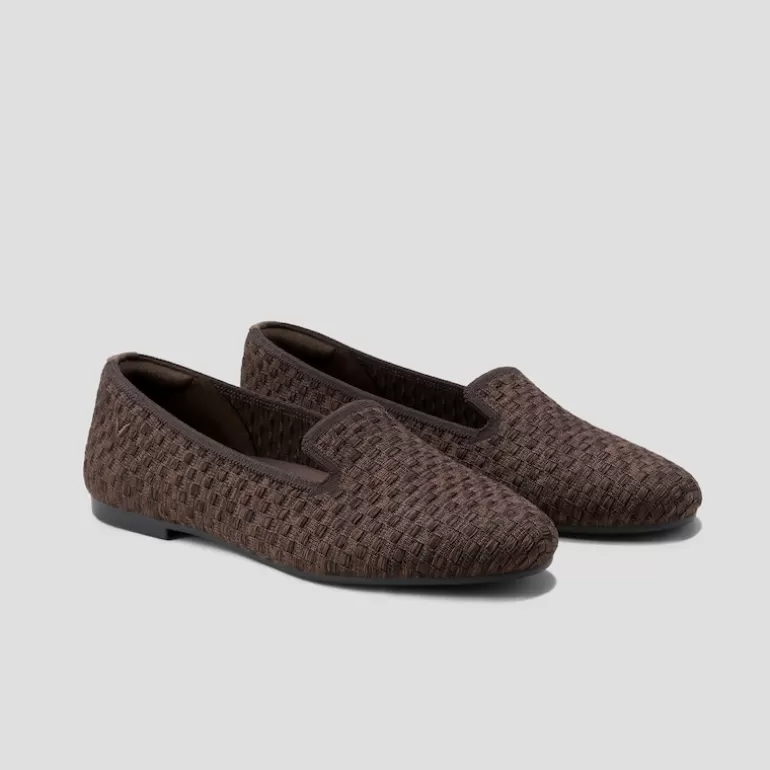 VIVAIA Audrey | Audrey Round-Toe Woven Knit Loafer In Dark Chocolate |