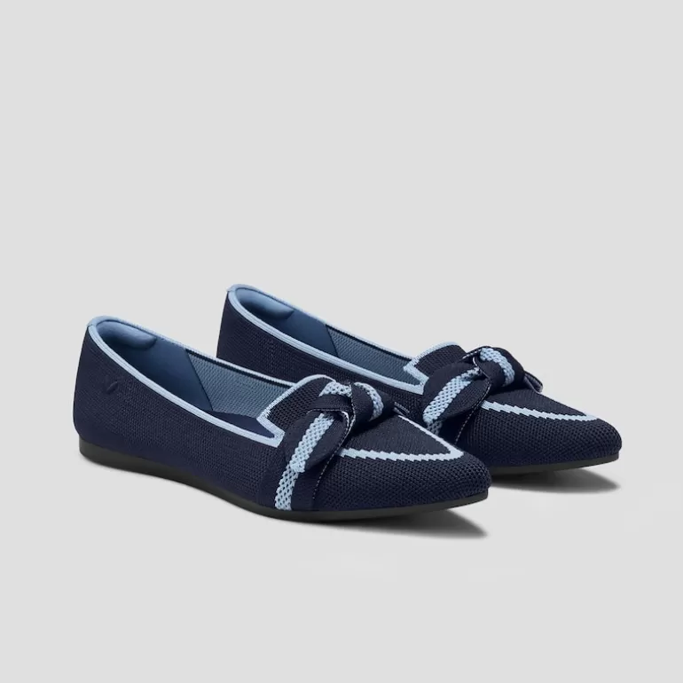 VIVAIA Michelle | Pointed-Toe Bow Loafers (Michelle2.0), NAVY, EU43 |