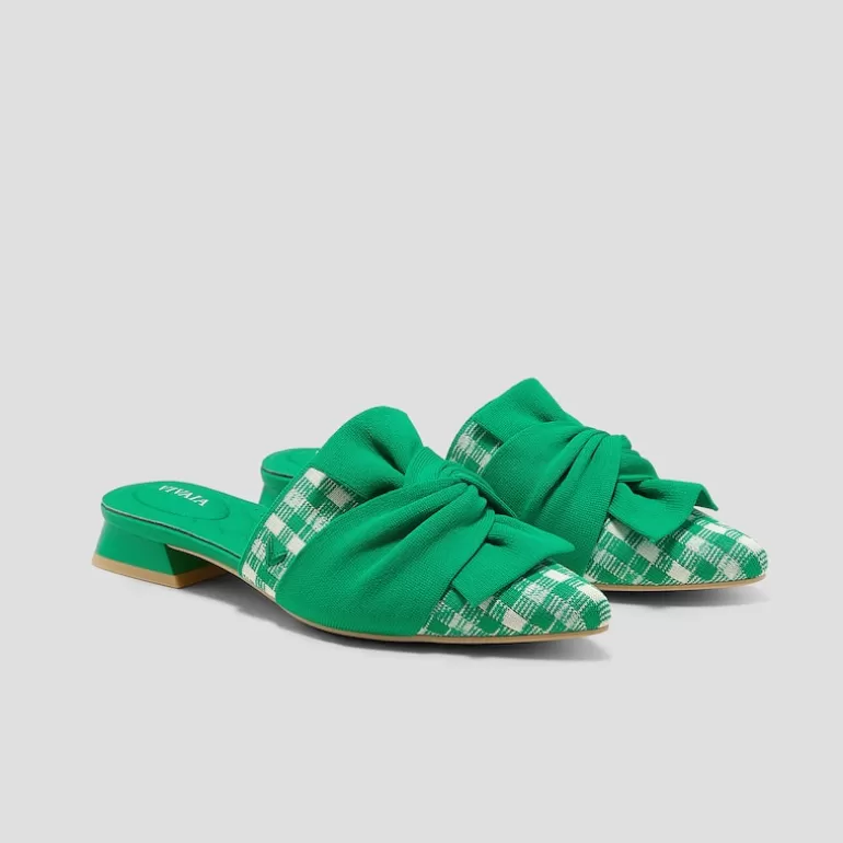 VIVAIA Yaffa | Pointed-Toe Knot Mules(Yaffa Pro), Green, EU43 |