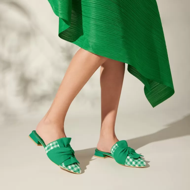 VIVAIA Yaffa | Pointed-Toe Knot Mules(Yaffa Pro), Green, EU43 |