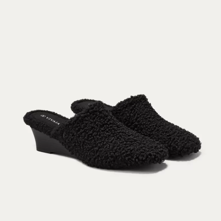 VIVAIA Margot Wedge Mules | Square-Toe Wedge Mules (Margot Wedge Mules), Black, EU37 |